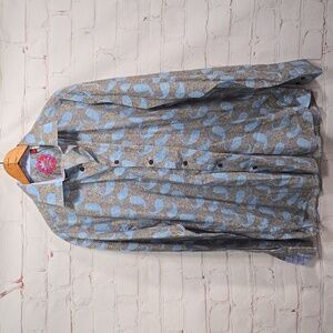 Visconti Black Blue Colorful Paisley Pattern Button-up Shirt Mens Size XL